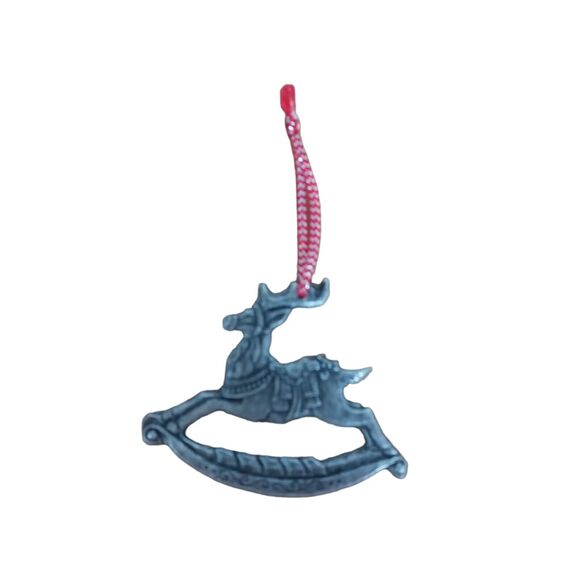 Vintage Pewter Rocking Horse Reindeer Ornament Rare Christmas Tree Decor Gift - Picture 3 of 13